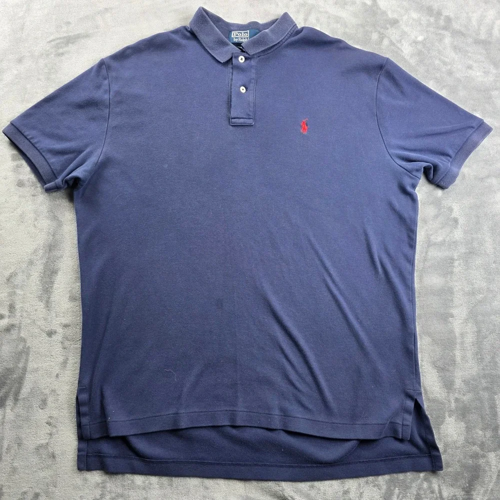 Polo Ralph Lauren Polo Shirt Mens L Navy Blue Short Sleeve Embroidered Pony Logo